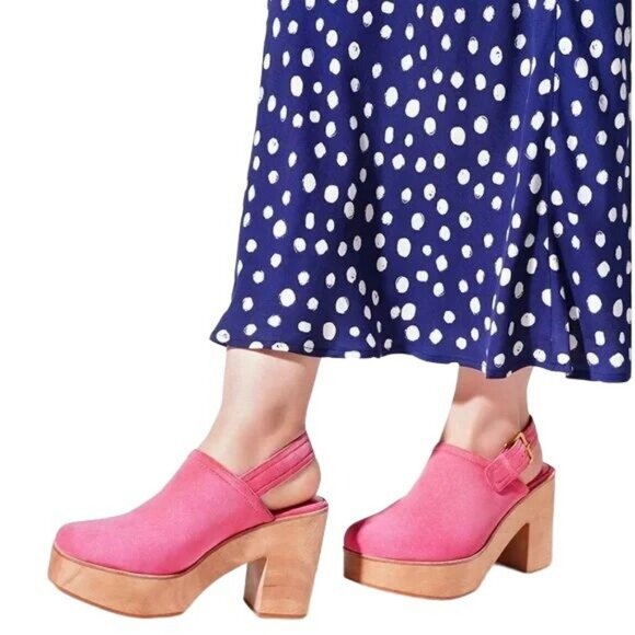NIB CHARLOTTE STONE 13 Bonnie Platform Clogs Slingback Suede in Fandango Pink - Picture 4 of 4